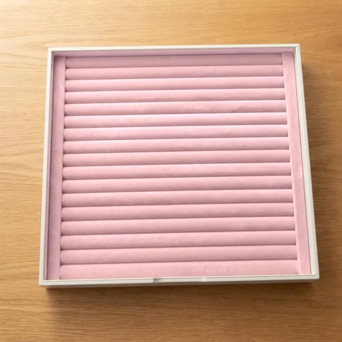 Ring roll tray in blush pink velvet – Blush Pink jewellery safe drawer design | Jewelry safe Abu Dhabi & Dubai