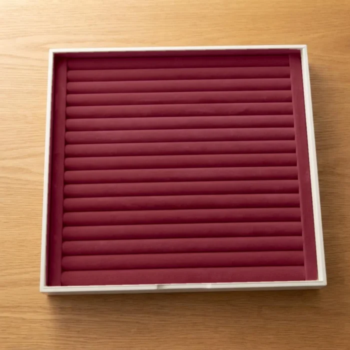 Ring roll tray in burgundy velvet – Burgundy jewellery safe drawer design | Jewelry safe Abu Dhabi & Dubai