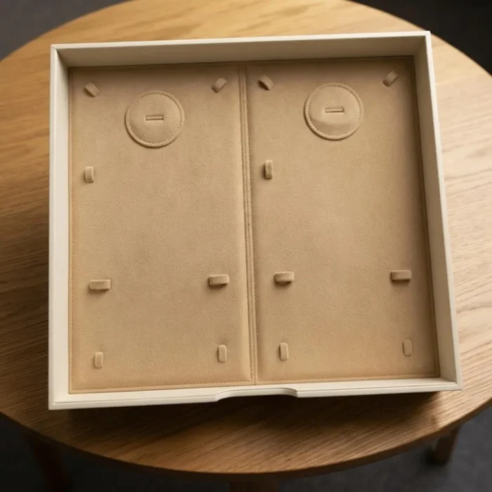 Champagne Gold Jewellery Safe – Bridal jewellery set tray – 2 sets Drawer Design Bridal jewellery set tray – 2 sets in champagne beige velvet – Champagne Gold jewellery safe drawer design | Jewelry safe Abu Dhabi & Dubai