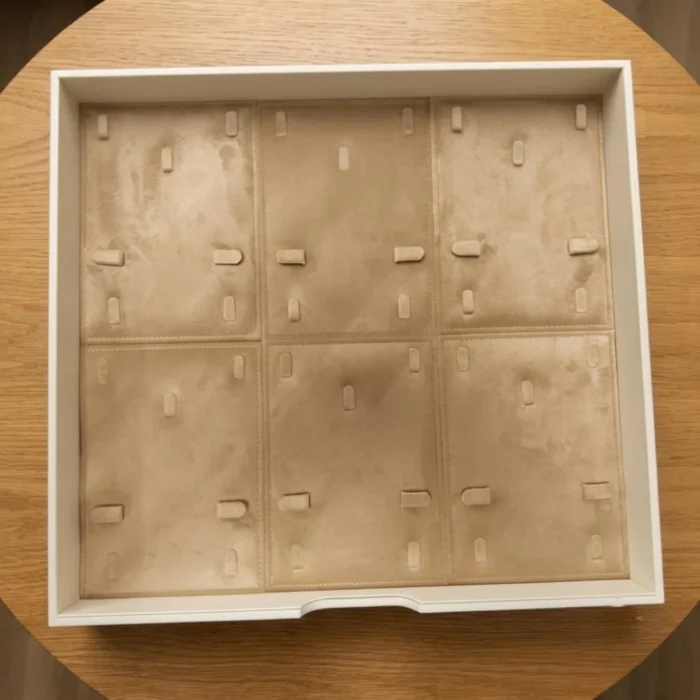 Champagne Gold Jewellery Safe – Jewellery set display tray – 6 sets Drawer Design Jewellery set display tray – 6 sets in champagne beige velvet – Champagne Gold jewellery safe drawer design | Jewelry safe Abu Dhabi & Dubai