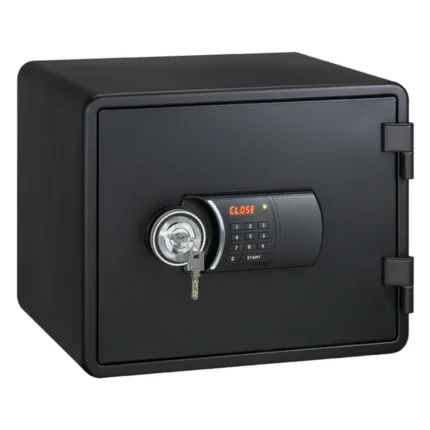 خزنة Eagle YESM020DK-B مقاومة للحريق بقفل رقمي + مفتاح، لون أسود – Safe World UAE أبوظبي