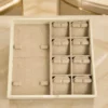 Earring panel and ring holder compartments drawer in beige suede – Ivory Cream jewellery safe | Jewelry safe Dubai & Abu Dhabi