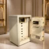 Ivory Cream full-leather luxury jewellery safe with 6 leather drawers and inner locker in a luxury dressing room – Jewellery safe Abu Dhabi & Dubai | Safe World UAE