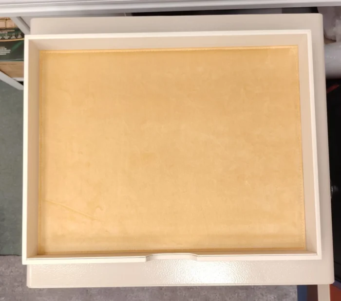 Open gold velvet tray drawer – Champagne Beige jewellery safe | Luxury jewellery safe UAE