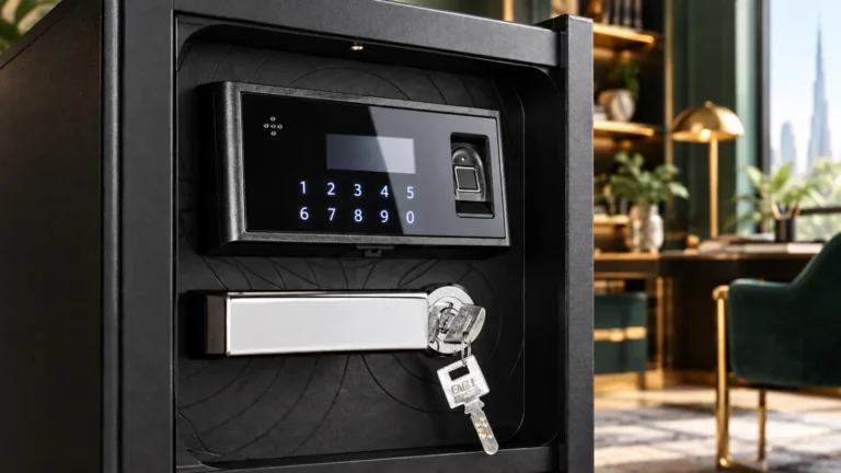 باب خزنة Eagle EGE بماسح بصمة الإصبع ولوحة مفاتيح رقمية وقفل بمفتاح – أنواع أقفال الخزائن – Safe World UAE