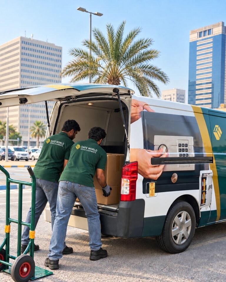 Safe World team delivering a safe in Abu Dhabi