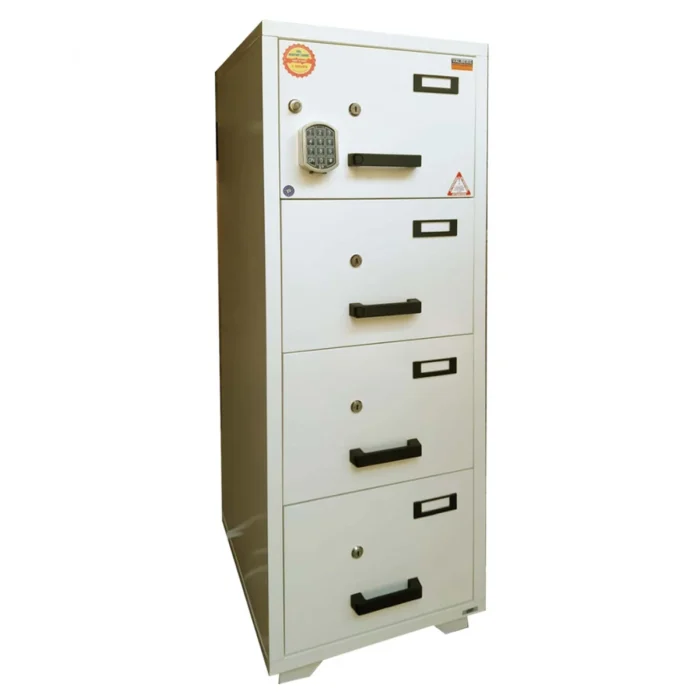 خزانة ملفات Valberg FC-4EKK مقاومة للحريق بـ 4 أدراج وقفل رقمي + مفتاح وقفل بمفتاح لكل درج – Safe World UAE أبوظبي