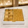 Watch pillow and earring stud panel drawer in gold velvet – SW-80X jewellery safe | Luxury jewellery safe Abu Dhabi